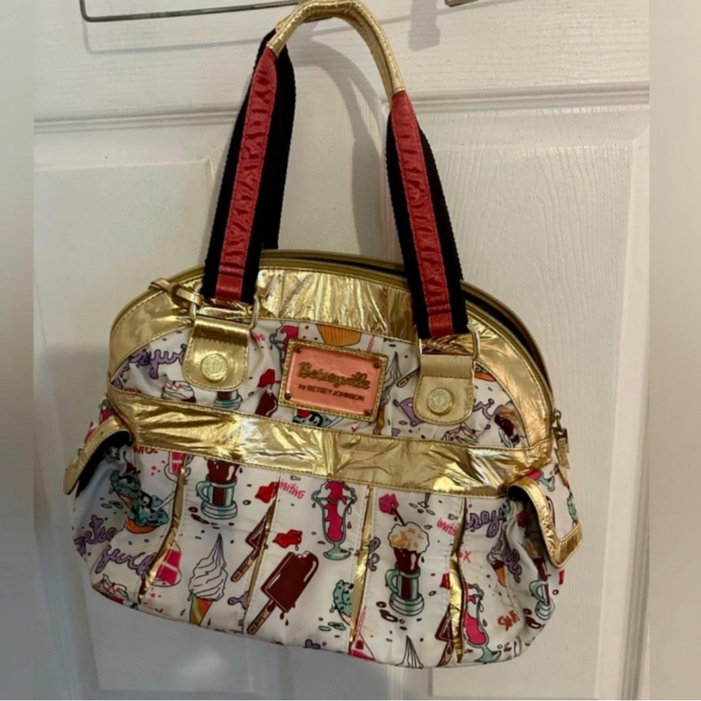 Betsey Johnson Gold and Pink Shoulder Bag
